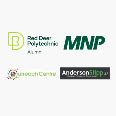 RDP Alumni, MNP, Anderson Slip LLP, and Outreach Centre Logos