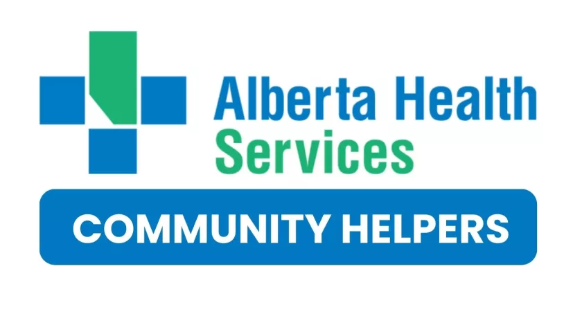 The AHS logo. "Community Helpers"