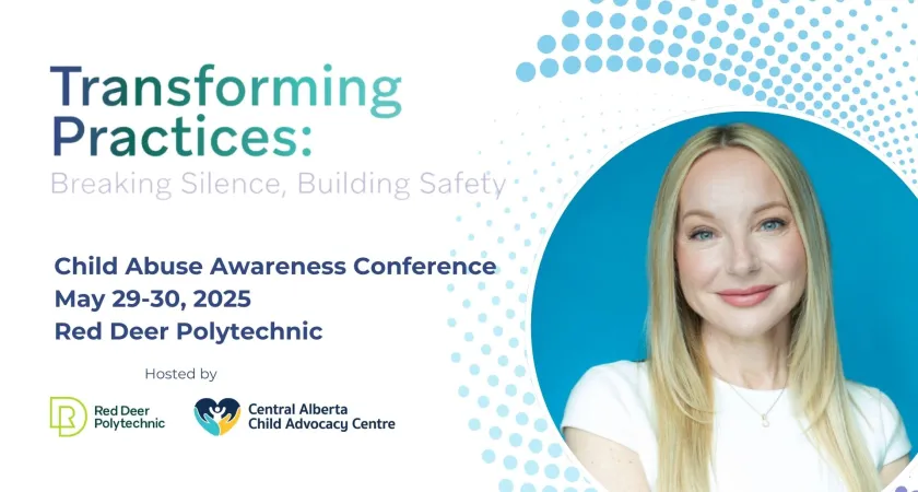 "Transforming Practices: Breaking Silence, Building Safety." A photo of Jessica Holmes, Keynote Speaker.