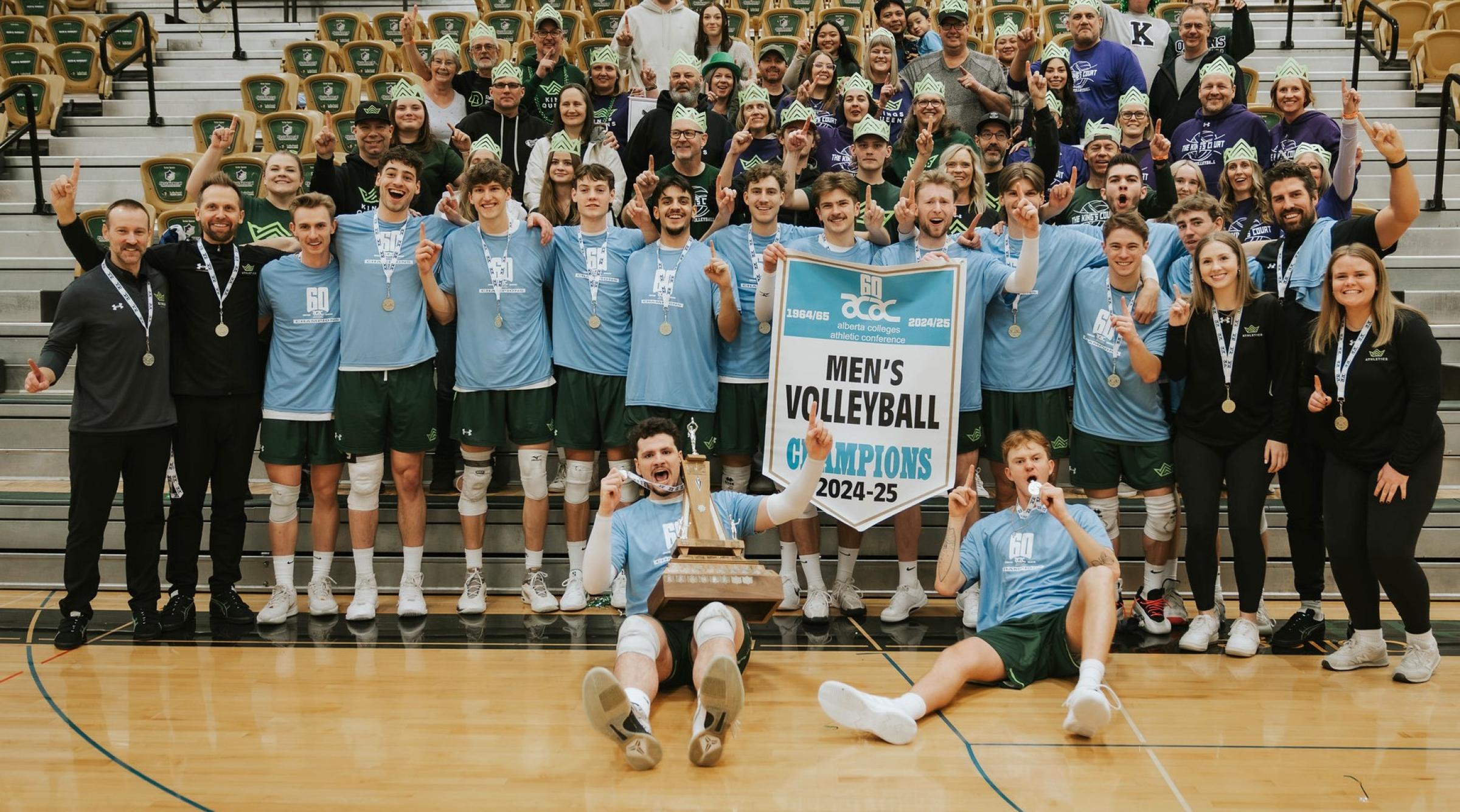 A group shot of the RDP Kings volleyball team with their ACAC gold medals