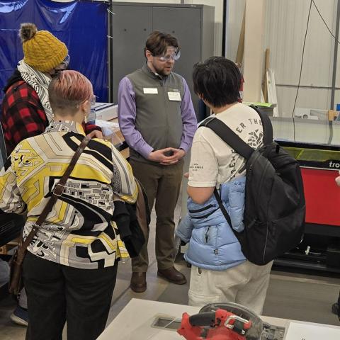 Participants at the Queer Pride in STEM event tour RDP's Centre for Innovation in Manufacturing-Technology Access Centre