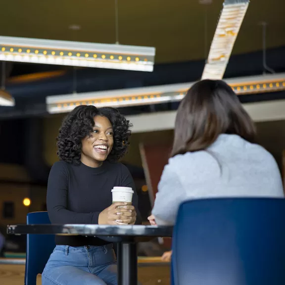 RDP Student Gabrielle having coffee