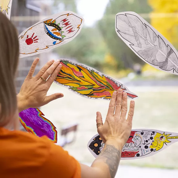 indigenous coloured feathers