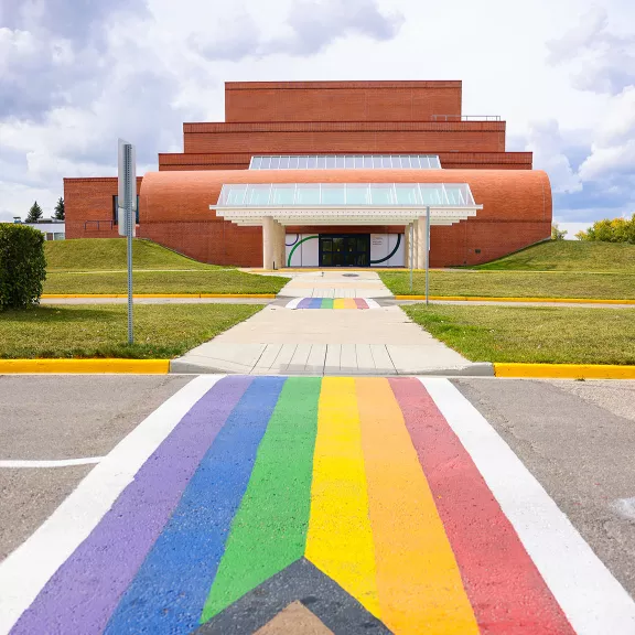 Pride Crosswalk by Arts Centre on RDP main campus